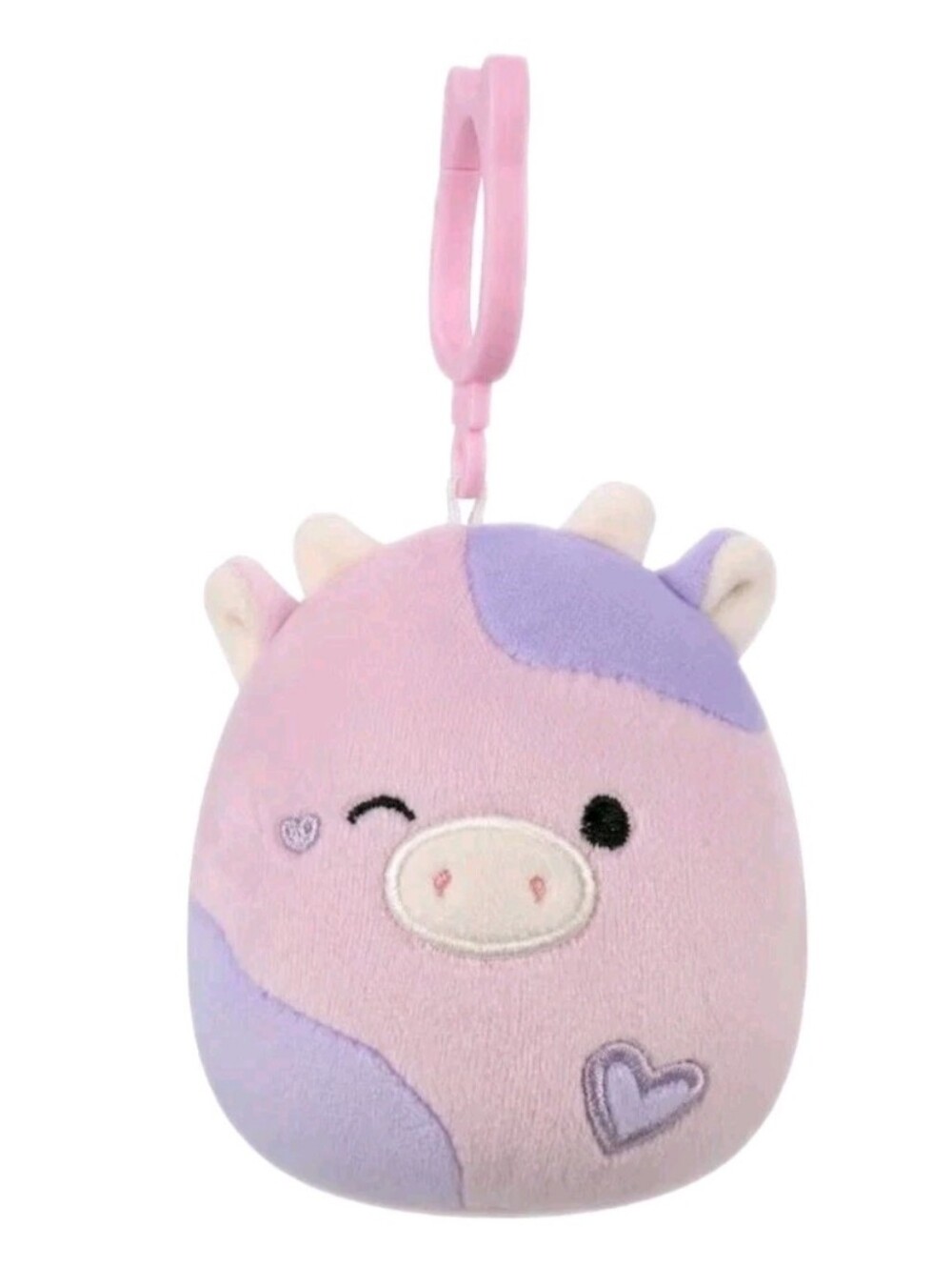 Squishmallows 3.5" Patty the Cow  Valentine Heart Clip-On Plush Toy Keychain